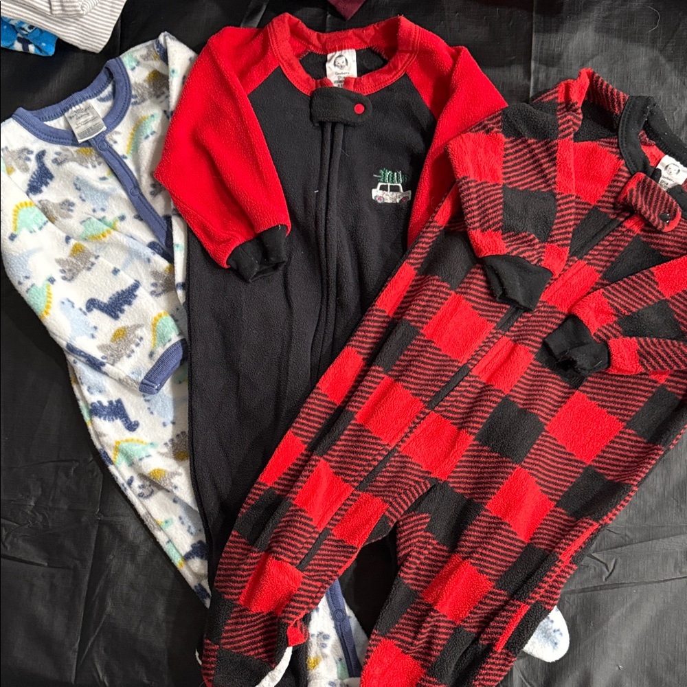 Set of three: fleece footie pajamas.